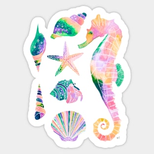 Watercolor Under the Sea Pattern - Retro Pastel Sticker